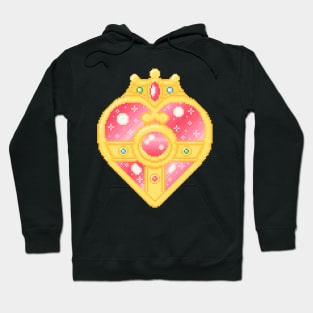 Heart Moon Brooch Pixel Art Hoodie